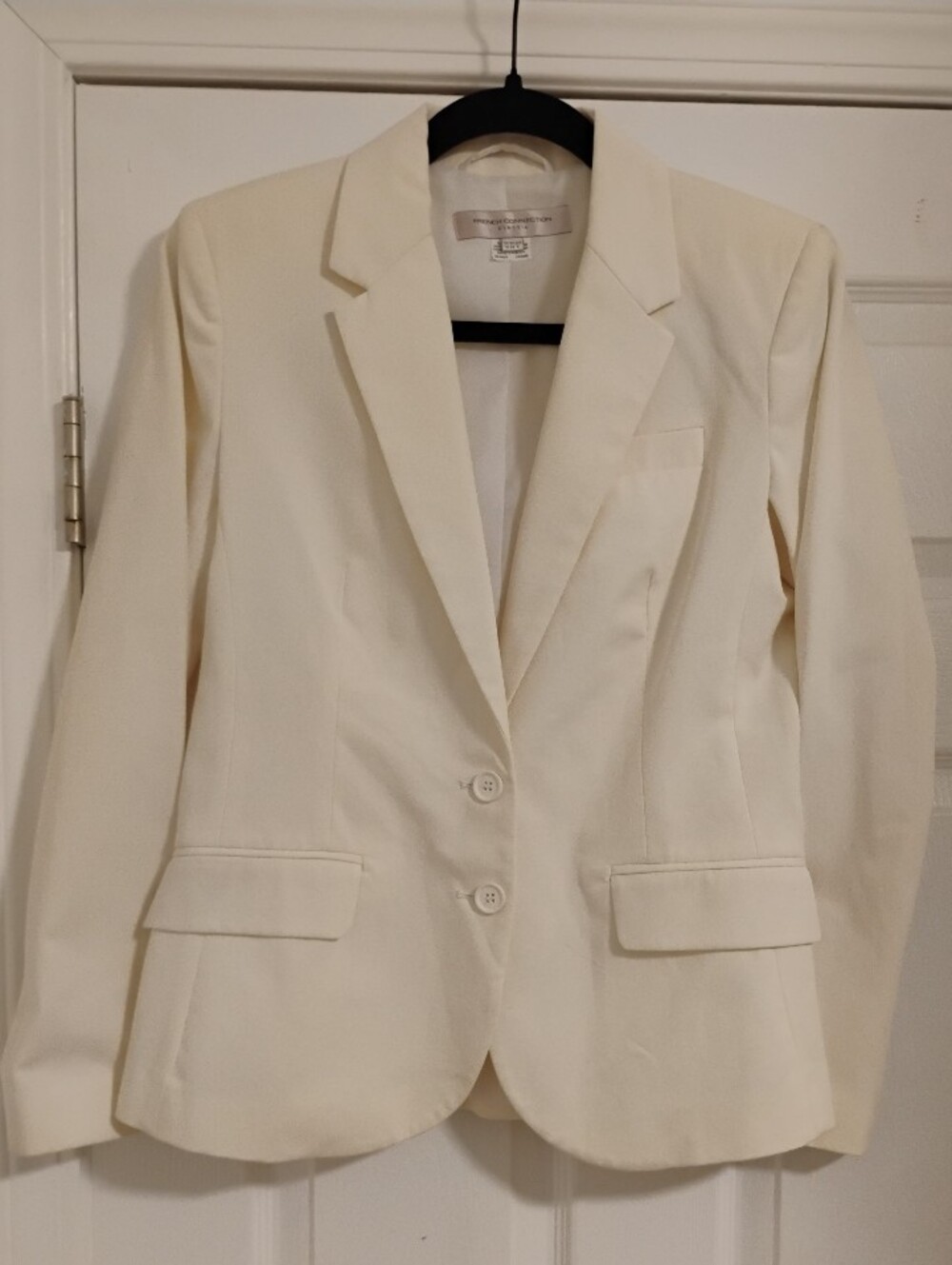 French Connection Women's Ivory White Cotton Blend Blazer Suit Coat Size 6